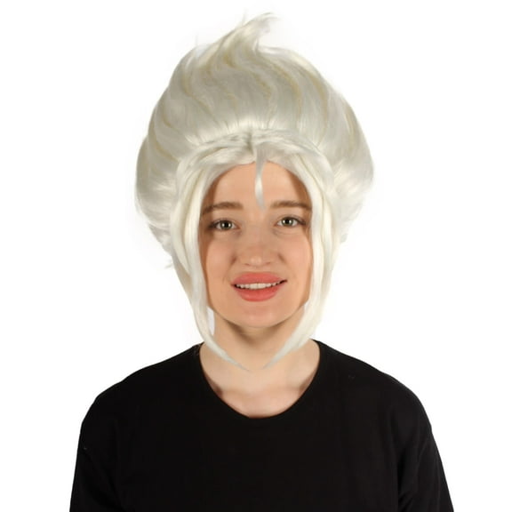 HPO Women's Frost Fairy White Updo Wig – Animated Movie Style, Flame-Retardant Synthetic Fiber, Perfect for Halloween