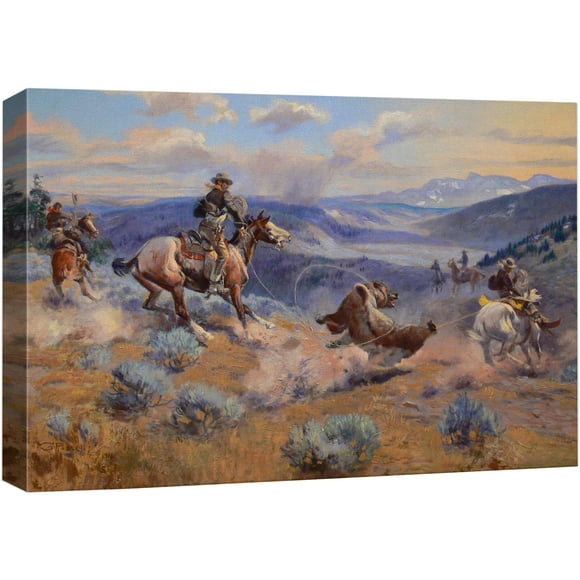wall26 Impression sur Toile Art Mural Chevaux Swift Sont Plus Sûrs Que le Plomb par Charles Russell Illustrations Faune Réalisme Rustique Nature Colorée pour Salon, Chambre, Bureau - 16"x24 Pouces