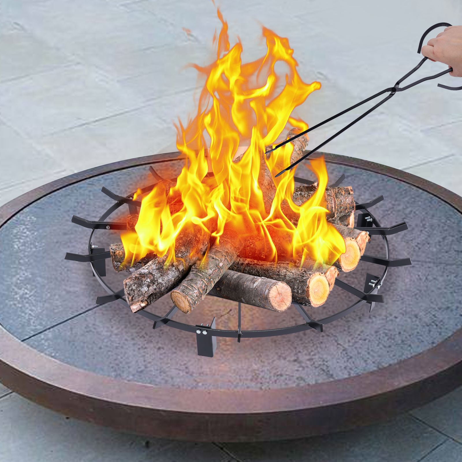 40inch Fire Grate Log Grate ,Wagon Wheel Firewood Grates 18 Iron Bars, Fireplace Grates Burning