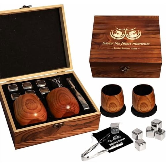 Charred Wooden Bourbon Drinking Glass, Bourbon Gifts for Men, Handcrafted Premium Whiskey Glasses for Dad, Great Whiskey Gifts for Men, Perfect Presents for Boyfriend Father Friends, Wine Tumbler