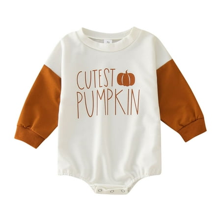 

Newborn Warm Sweatshirt Onesie Romper Boys Girls Long Sleeve Letter Prints Pullover Romper Sweatshirt Bodysuits Winter Snow Outfit Clothes(Size:6-12 Months)