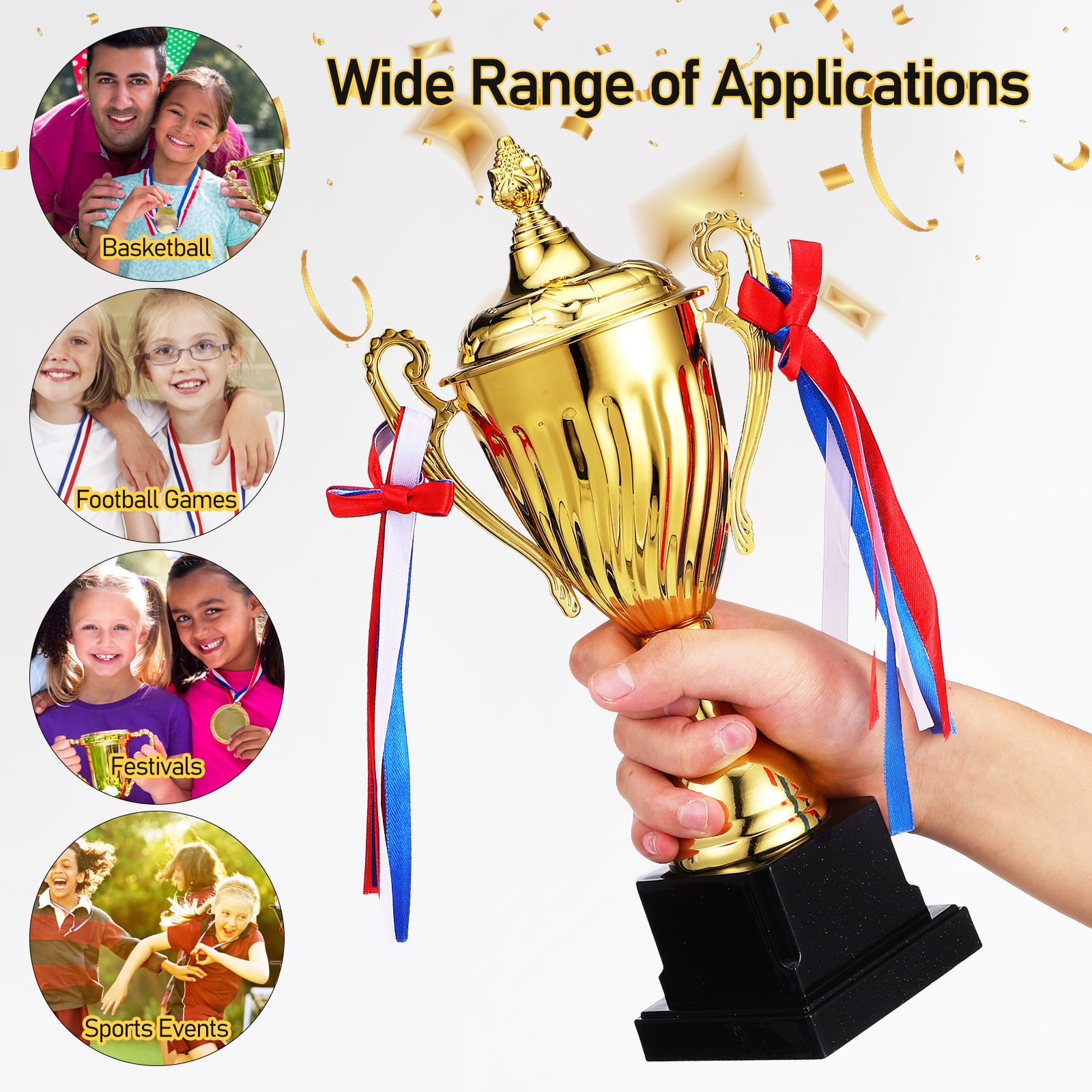 Clispeed Large Metal Trophy Cup with Detailed Carving Design for Sports Awards, Competitions, and Achievement Recognition