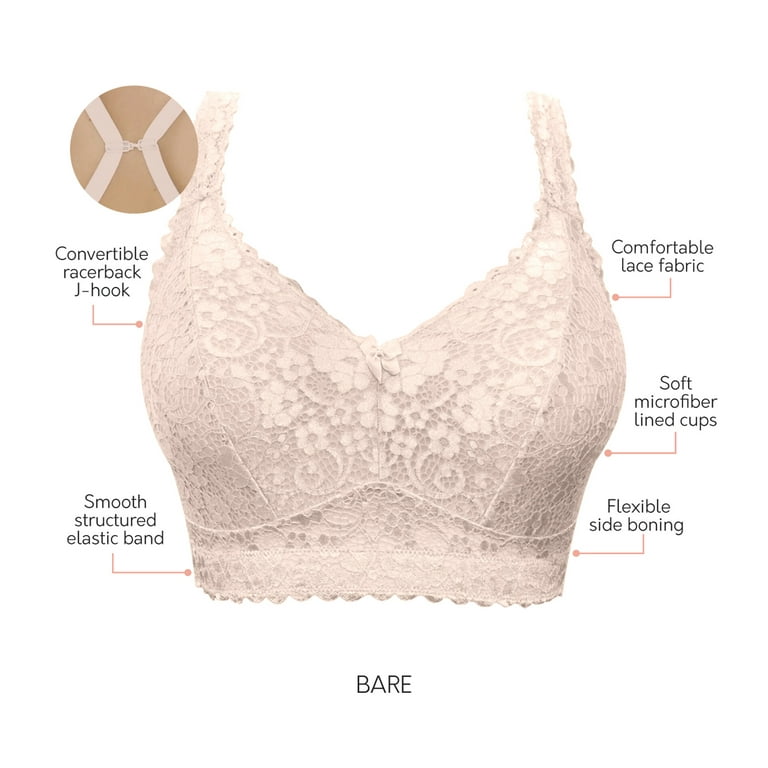 Women's Underwire Lace Unlined Everyday Bra Minimizer Full Coverage  Bralette 46H 