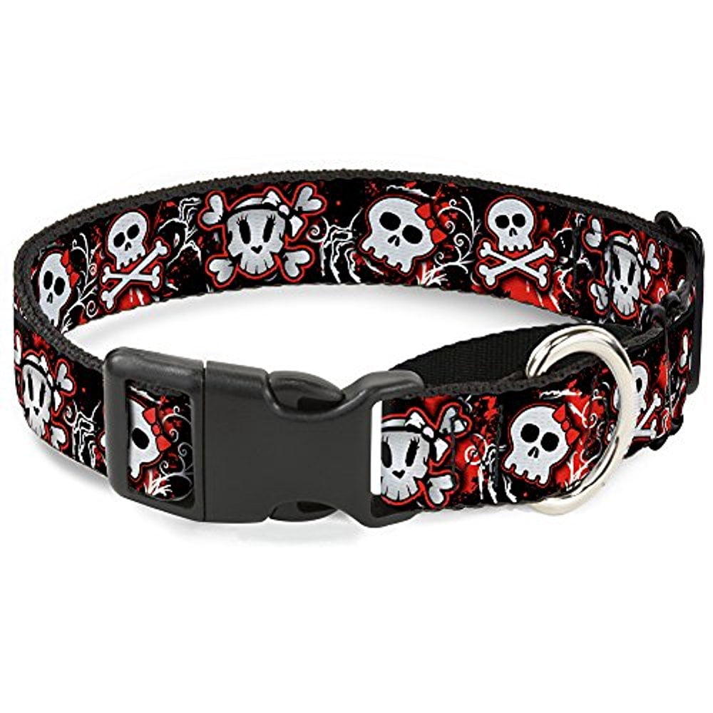 Buckle-Down Girlie Skull Black Red Martingale Dog Collar