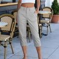 thumbnail image 3 of Summer Capris New Women's High Waisted Cargo Capris with Pockets, Summer Straight Leg Cropped Trousers for Beach Work, 3 of 9