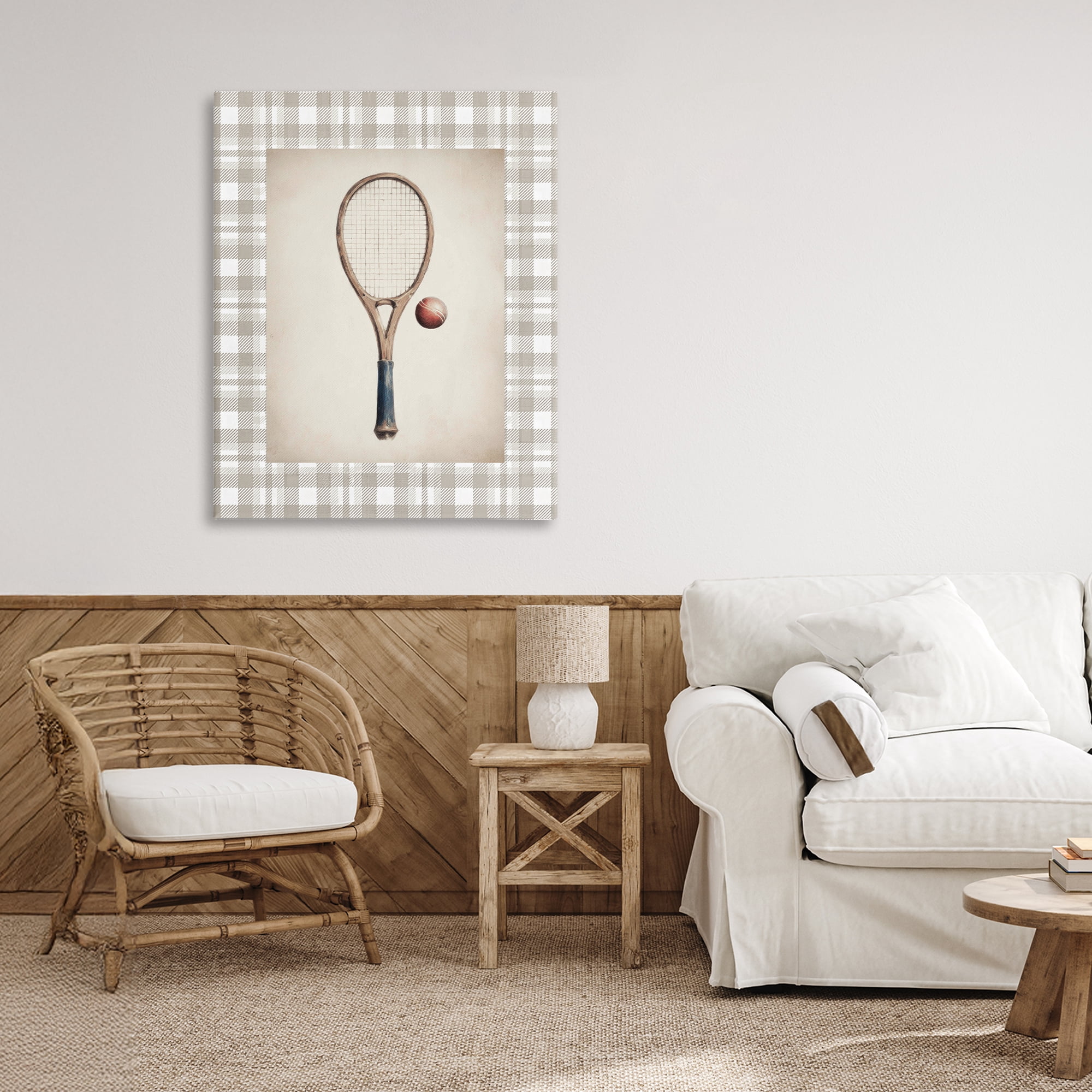 Stupell Industries Vintage Tennis Racket & Ball Canvas Wall Art, design by Sisi and Seb