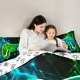 thumbnail image 4 of Manfei Neon Gamepad Boys Bedding Comforter Set 7pcs, Green Cyan Honeycomb Geometric Queen Bedding Sets, Modern Video Game Lover Reversible Queen Sheet Sets, Luxury Bedroom Decor, 4 of 7