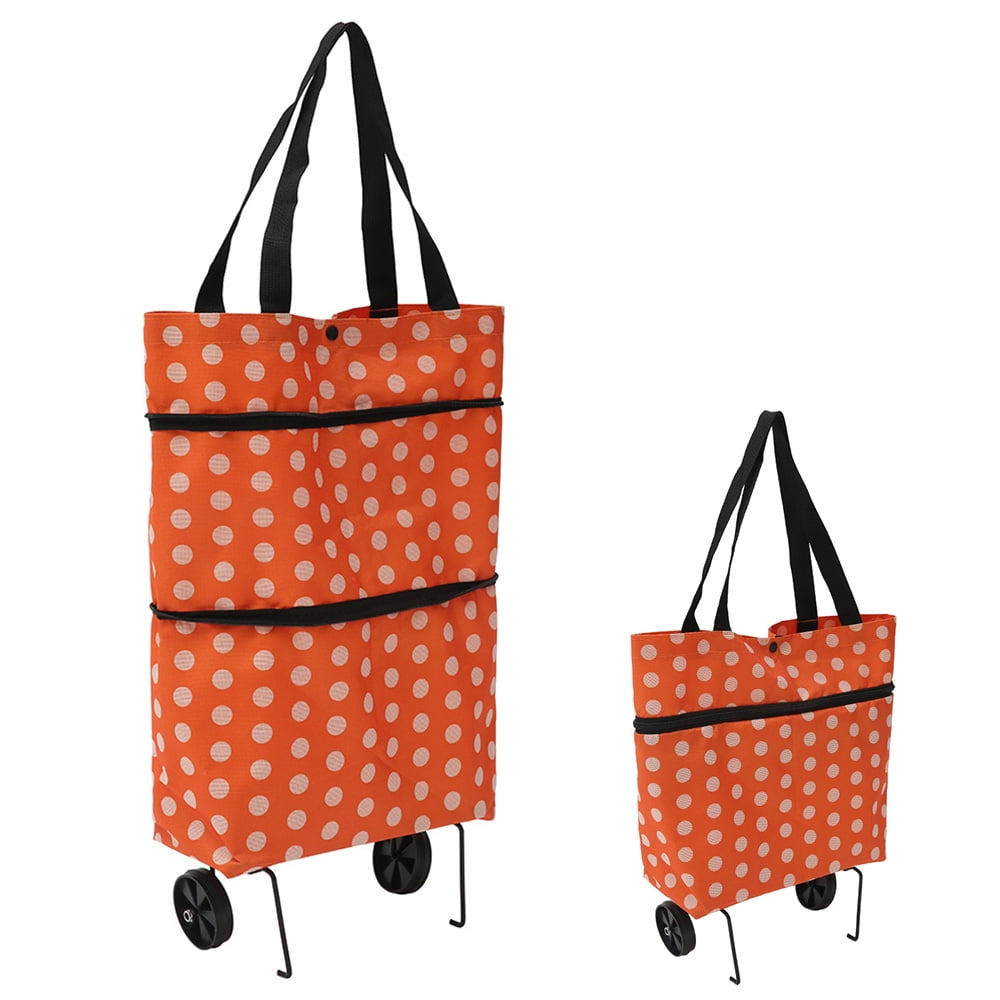 Portable Folding Wheel Handle Carry Rolling Grocery Cart Tote Shopping Bag 