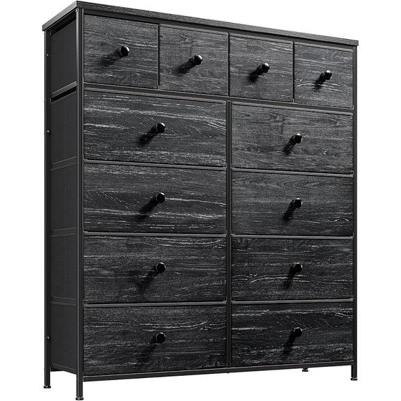 Tall Dresser with 12 Drawers, Fabric Storage Tower for Bedroom, Brown