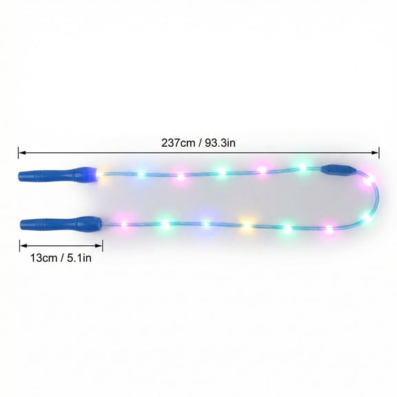 LED Light Up Jump Rope – 93 Inch Glowing Skipping Rope with Colorful Flashing LEDs, Portable Fitness Rope for Nighttime Exercise, Glow Party Props & Birthday Gifts