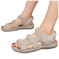 thumbnail image 3 of Bmisegm Ladies Summer Casual Solid Colour Hollow Rome Large Size Flat Bottom Thick Bottom Sandals Womens Sandals Summer Grey 7, 3 of 9