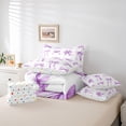 thumbnail image 6 of Manfei Purple Ribbon Bow 7pcs Bedding Comforter Set For Girls,Kawaii Dreamy Bowtie Pattern Queen Bedding Sets,Reversible, 6 of 7
