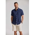 thumbnail image 4 of COOFANDY Mens Button Up ShirtBeach Summer Wedding Shirt Short Sleeve Stretch Linen Shirts, 4 of 6