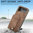 thumbnail image 6 of SaniMore for Samsung Galaxy Z Flip 4 6.7" 2022 Case, Detachable Zipper Wallet Card Slots Kickstand Wireless Charging Wear-resistant PU Leather Shockproof Folding Case for Galaxy Z Flip 4, Brown, 6 of 10