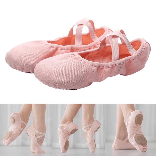Zapatillas de ballet de lona ligeras para niñas, zapatillas de ballet para y mujeres, zapatos de yoga Pink_35 Colcomx ballet pointe zapato de las mujeres niña