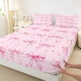 thumbnail image 3 of Homewish Girl Lovely Bowknot Queen Sheet Sets,Cartoon Ribbon Bow Flat Sheet,Princess Pink Bowtie Queen Fitted Sheet For Kids,Ultra Soft Home Decor,4-Piece, 3 of 7