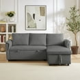 thumbnail image 3 of L-Shaped Corduroy Modular Sectional Couch with Chaise Lounge, Pull-Out Bed, Convertible Sleeper Sofa Bed with Storage for Living Room, Gray, 3 of 7