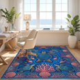 thumbnail image 3 of Design&I 9'x12' Washable Area Rug Snag-Free Tropical Fish Marine Life Design With Seashell Coral Border Sea Turtle Refined for Dining Room, Basement, Large Office, 3 of 7