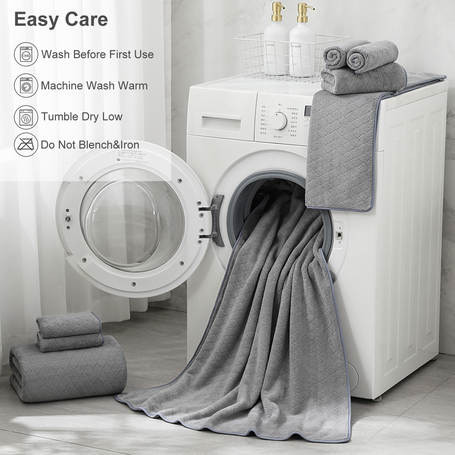Beartech 8 Piece Microfiber Bath Towels Set - 2 Bath sheets,2 Hand Towels,4 Washcloths,Soft & Highly Absorbent Family Towels,Quick Dry & Less Lint Shower towels for Bathroom,Spa-Dark Gray
