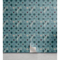 Ambesonne, Geometric Peel & Stick Wallpaper for Home, Abstract Modern Dot Spot, 13"x36", Cadet Blue and Burgundy