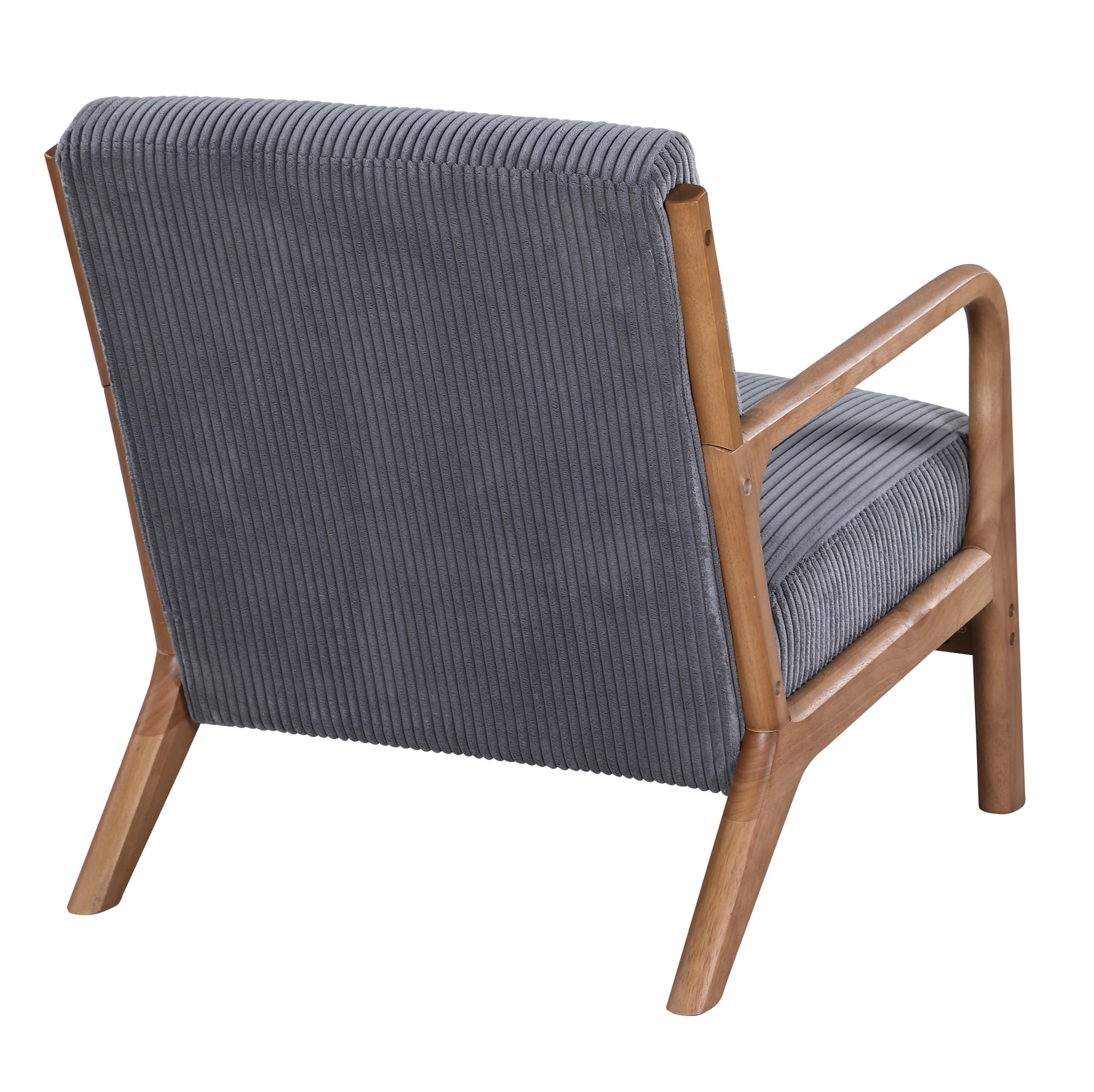 Aukfa Corduroy Mid Century Modern Accent Chair w/ Wood Frame&Pillow for Living Room, Gray
