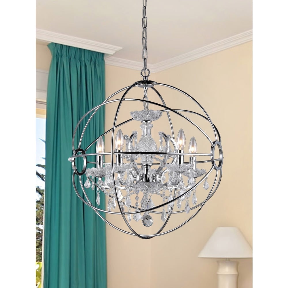 Warehouse of Tiffany RL6806B-32CH Saturn 7 in. 6-Light Indoor Bronze Finish Chandelier with Light Kit