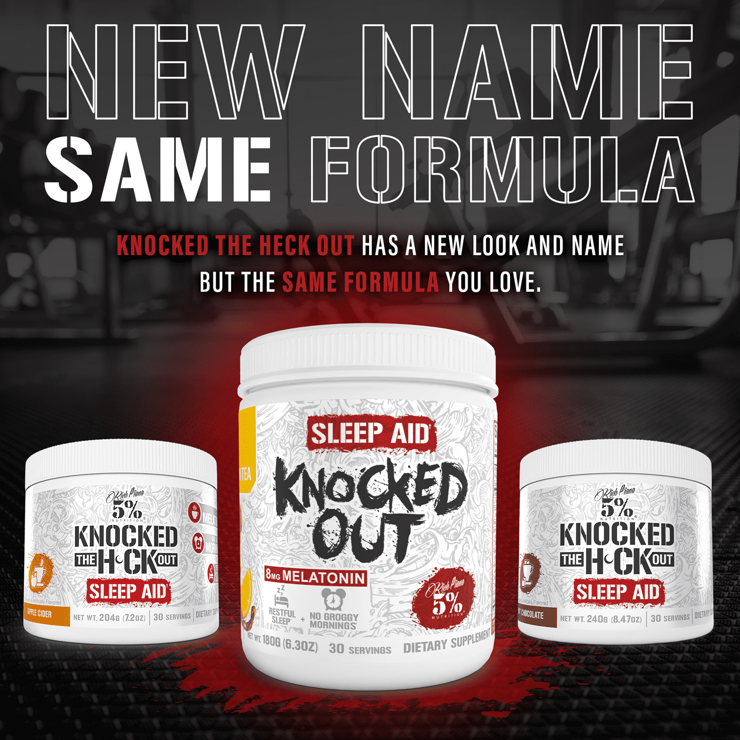 5% Nutrition Rich Piana Knocked Out Natural Sleep Supplement | Post-Workout Recovery & Deep Sleep Supplement | 7.2 oz, 30 Servings (Hot Chocolate)