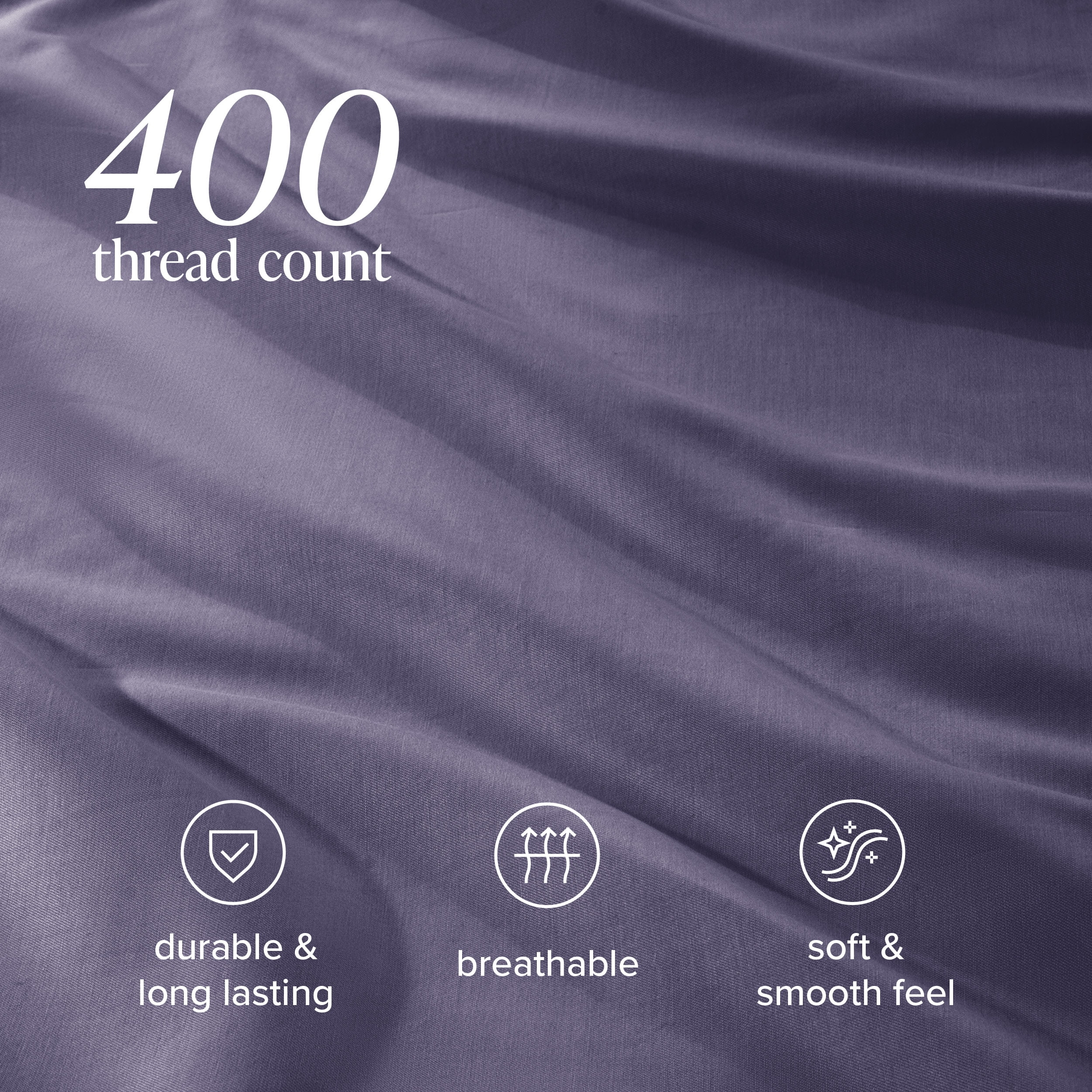 Bare Home Organic Cotton Duvet Cover Set - 400 Thread Count - Sateen Weave - King, Dusty Purple, 3-Pieces