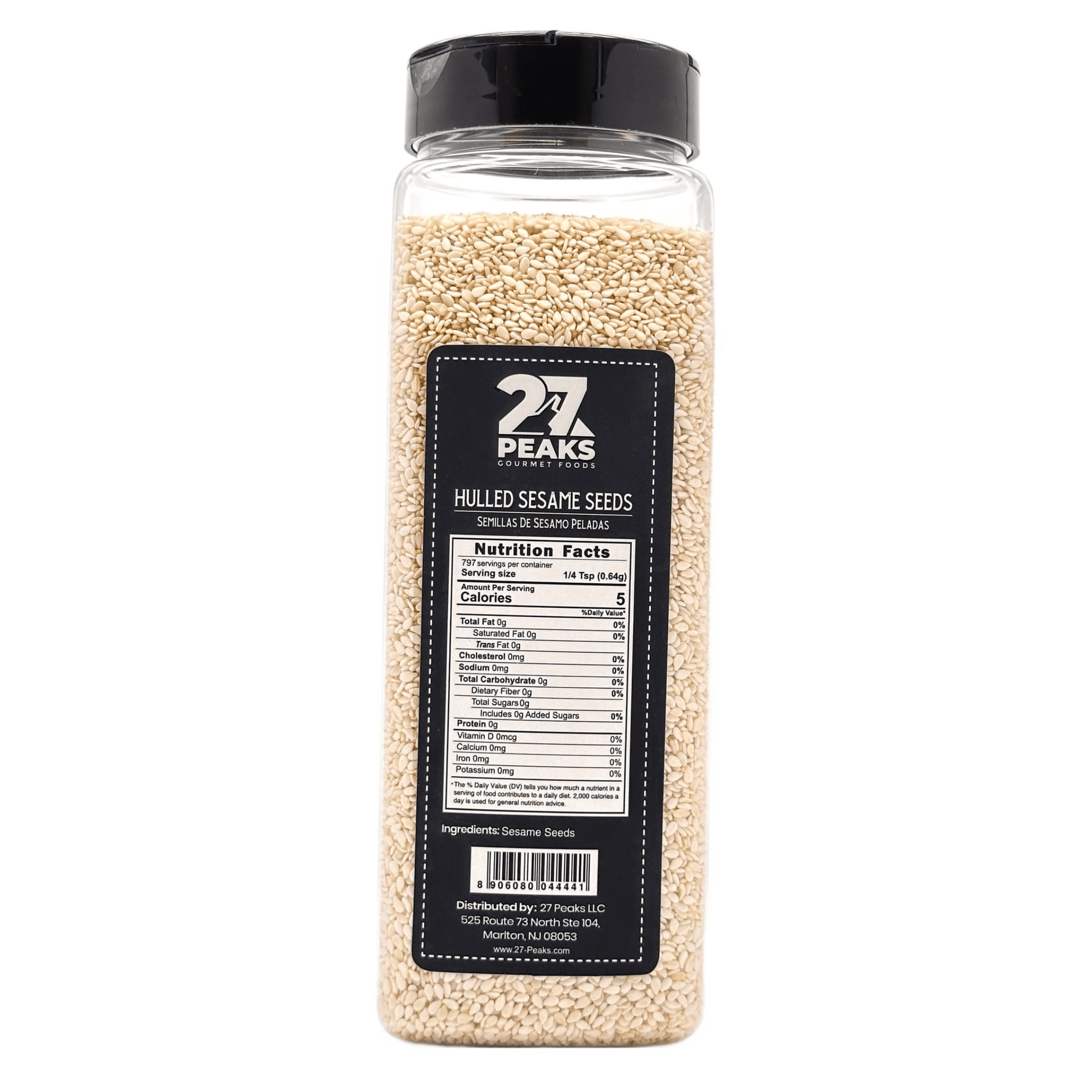 27 Peaks Gourmet Natural Hulled Sesame Seeds, 18 oz Bottle