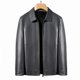 thumbnail image 3 of Chaqueta de cuero genuino para hombre, con cuello alto, de lujo, para otoño e invierno, además de abrigo sencillo y cálido de terciopelo, 3 of 5