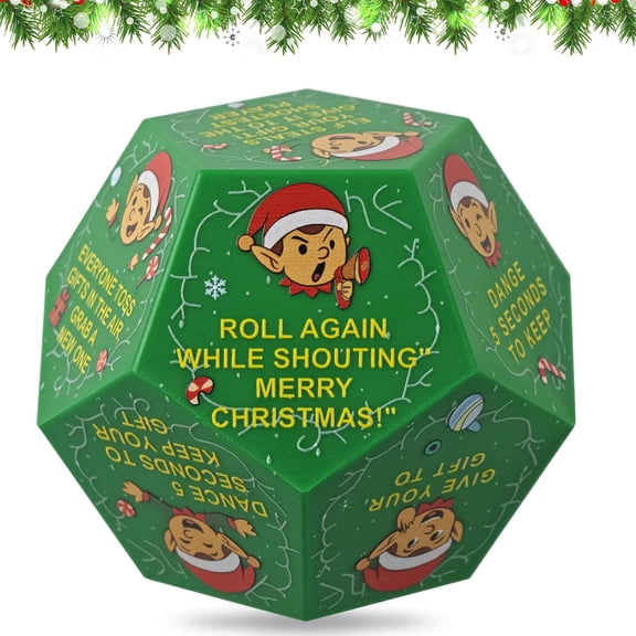 Oversized Christmas Gift Exchange Dice Game - 4 Inch Family Party Dice for Holiday Gift Swaps, Stocking Stuffers, Xmas Gatherings & Festive Fun