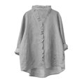 thumbnail image 5 of ManxiVoo Women's Ruffled V Neck Blouse Long Sleeve Loose Fit Patchwork Solid Color Button Down Shirt Elegant Casual Tops XL Size Mint Green, 5 of 5