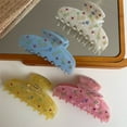 thumbnail image 4 of Eoperou Candy Color Crossing Teeth Big Hair Clip Premium Spring Rhinestone Flower Print Bath Hair Claw Styling Tool, 4 of 8