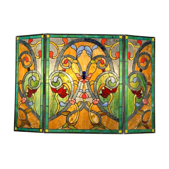 RADIANCE Goods Tiffany-Style 3pcs Folding Victorian Fireplace Screen 44x28