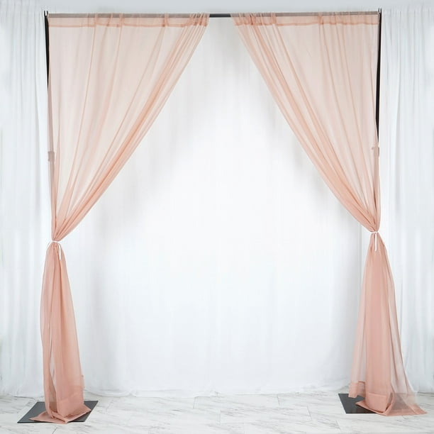 Efavormart 10FT Fire Retardant Dusty Rose Color Sheer Voil Curtain Panel Backdrop For Window ...