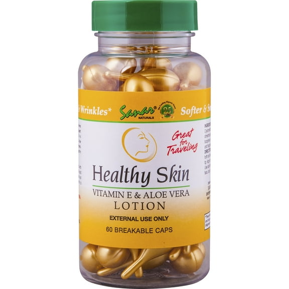 Sanar Natural Healthy Skin Vitamin E & Aloe Vera Lotion Breakable Caps, 60 Count