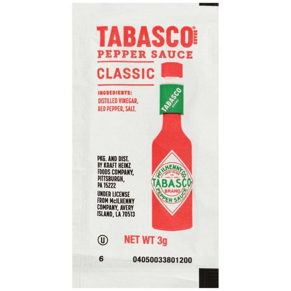 Tabasco Pepper Sauce Portion Packets, 3 Gram Pack of 200
