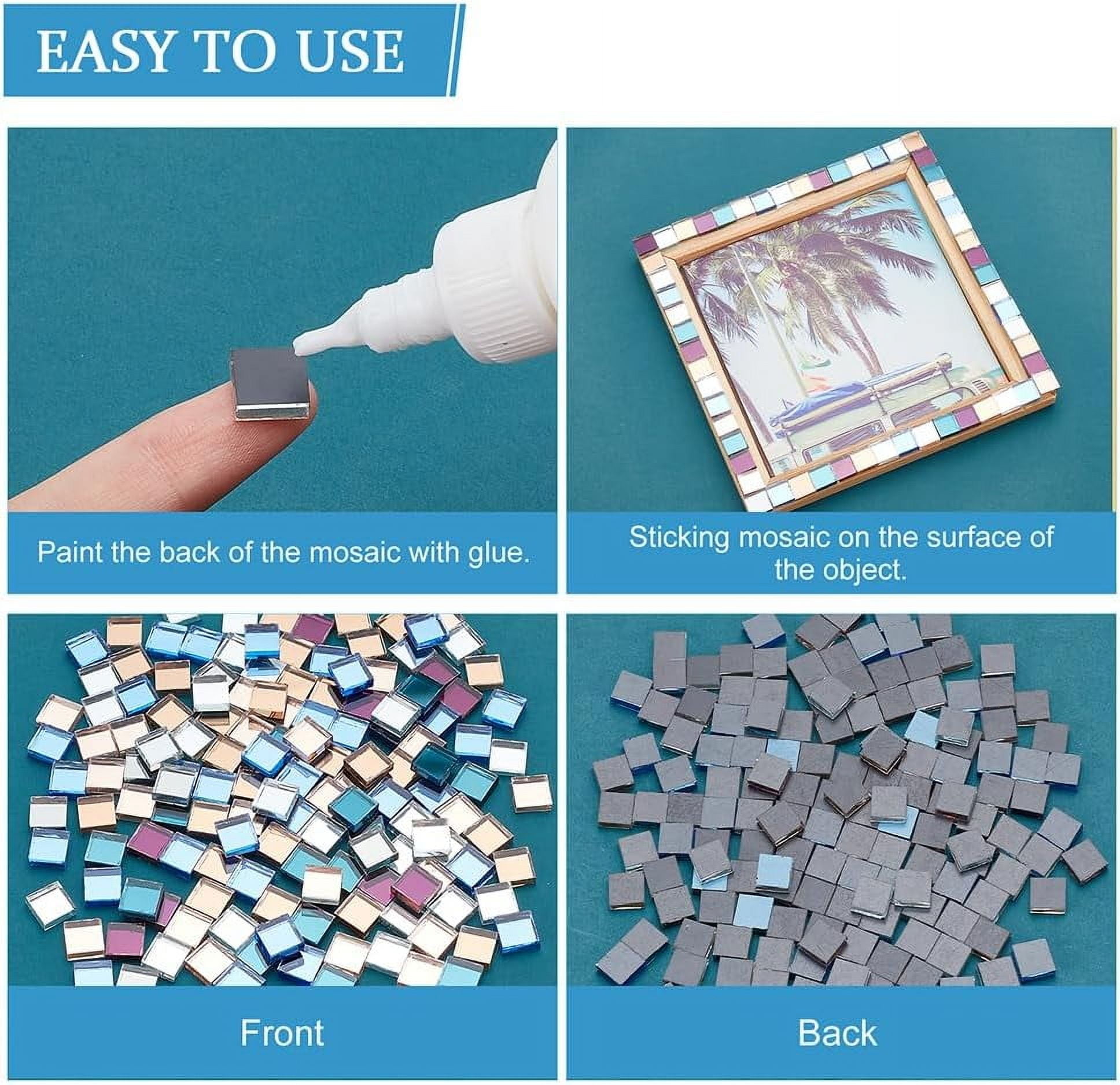1 Box 320pcs Mirror Mosaic Tiles for Crafts 10mm Square Glass Mirror Tiles Mini Glass Decorative Mosaic Tiles for Home Decoration Art Crafts Jewelry Disco Ball Making Clear No Hole