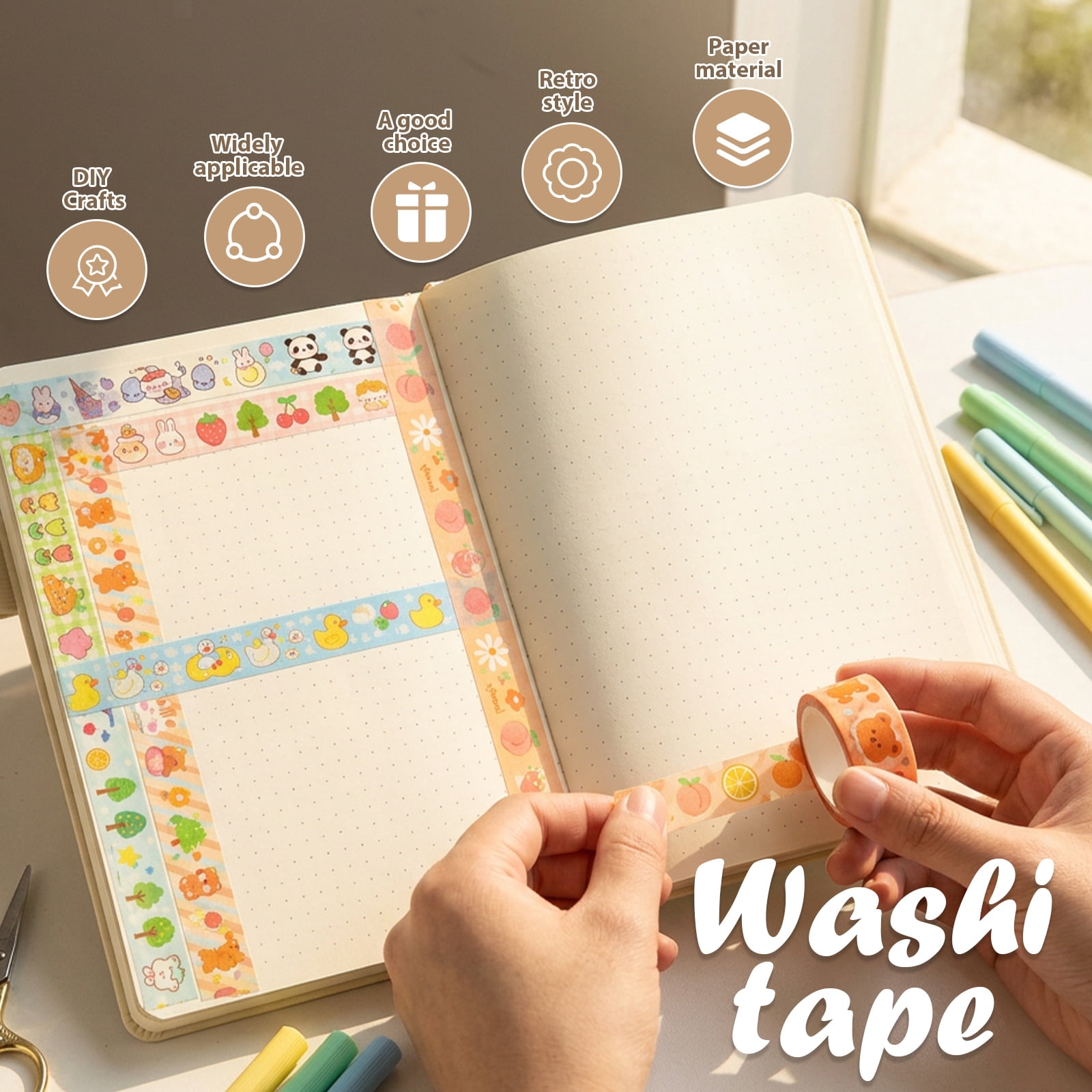 Atopoler 120 Rolls Washi Tape Set,Floral Fruits Patterns Masking Tapes for Arts DIY Crafts Journals Planners Scrapbooking