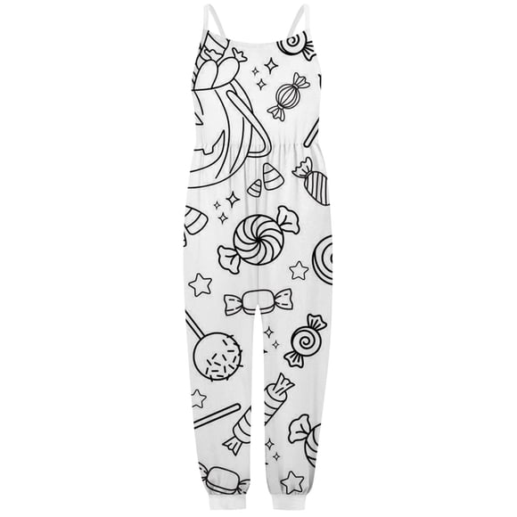 TIWEKE Girls Romper for Kids - Doodle Coloring Jumpsuit - Playwear for Toddlers - Casual Summer Pajamas for Outdoor - Stylish Comfortable Outfit for Little Ones,Size 3-4 Years