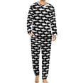 thumbnail image 3 of Pijama de tiburón divertido, conjunto de pijama de 2 piezas con estampado de vida marina de manga larga para hombre, ropa de dormir romántica de gran tamaño con gráficos de otoño, 3 of 5
