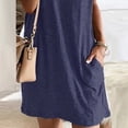 thumbnail image 4 of Wycnly Womens Dresses Casual Pocket Loose Comfy Breathable Swing Tunic Tshirt Short Dresses Summer Solid V-Neck Short Sleeve Formal Mini Dress Navy m, 4 of 7