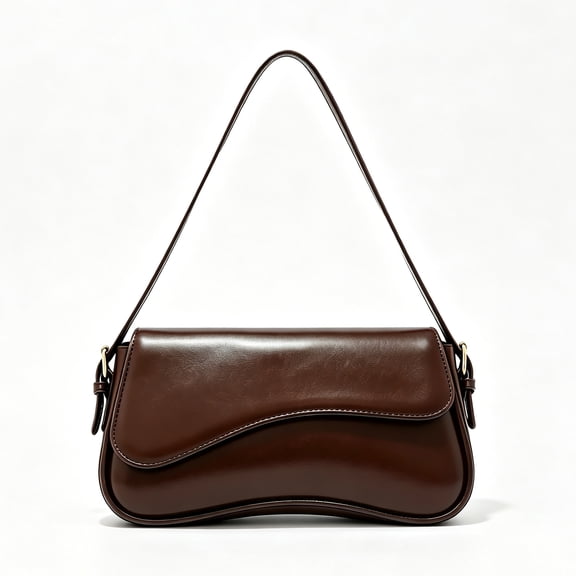 Women's Brown Shoulder Bag with Minimalist Flap Design