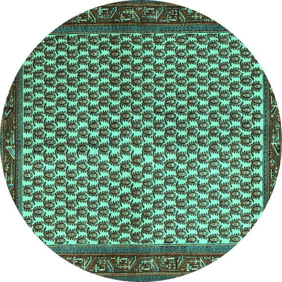 Ahgly Company Indoor Round Persian Turquoise Blue Traditional Area Rugs, 5' Round