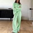 thumbnail image 6 of Usloyux Women's 2 Piece Striped Lounge Set Long Sleeve Pullover Top and Wide Leg Pants Matching Tracksuit Outfits with, Green S, 6 of 6