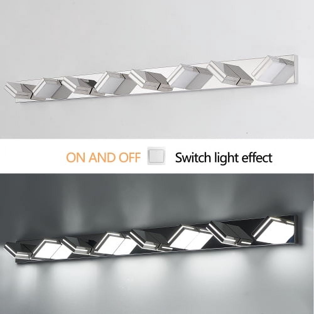 Hi-LIGHTS,8-Lights Modern Chrome LED Vanity Light,Wall Sconce,Sleek Minimalist Design,Energy-Efficient for Bathroom,Dressing room,Living Room,Bedroom(Chrome)