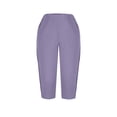 thumbnail image 6 of Stamzod Womens Capri Pants Elastic Waist Casual Capris with Pockets Summer Beach Vacation Cropped Pants Purple XL, 6 of 7