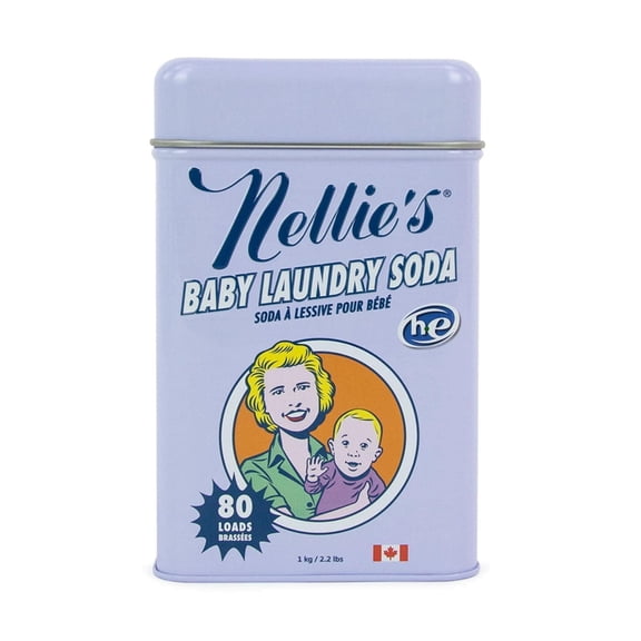 Nellie’s Baby Laundry Soda Tin – 80 Loads – Gentle Powdered Detergent for Delicate Fabrics – Fragrance-Free Formula