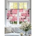 thumbnail image 3 of Pink White Sheer Curtains 54 Inch Length 2 Panels Set, Modern Abstract Art Botanical Voile Window Treatment Rod Pocket Short Kitchen Curtains Drapes for Bedroom 52"x54"x2, 3 of 7