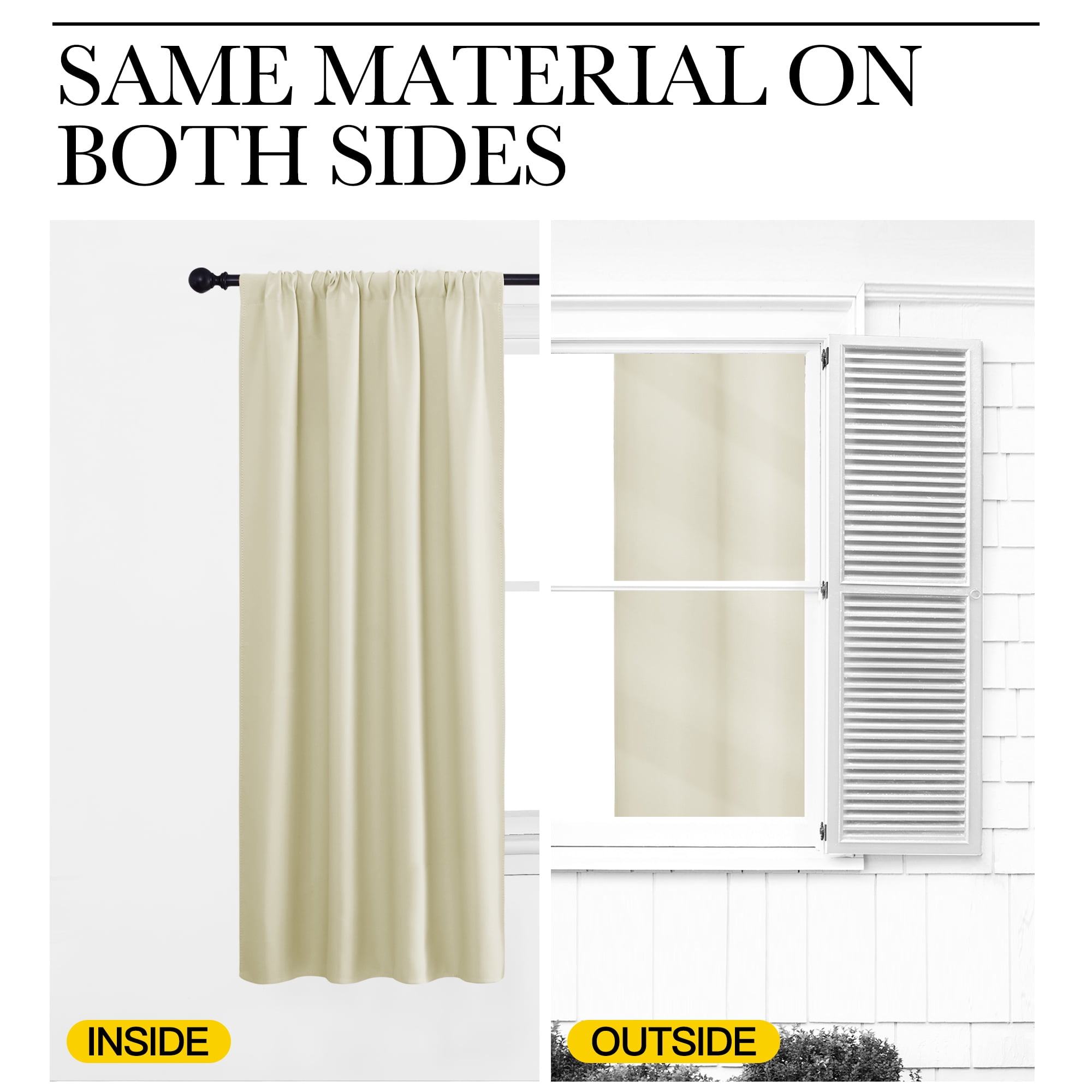 NICETOWN Blackout Curtains for Bedroom Solid Modern Thermal Insulated Rod Pocket Window Treatment, 2 Panels, W34 x L63, Beige